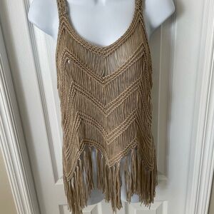 Taupe Fringe / Knit  Tank Top